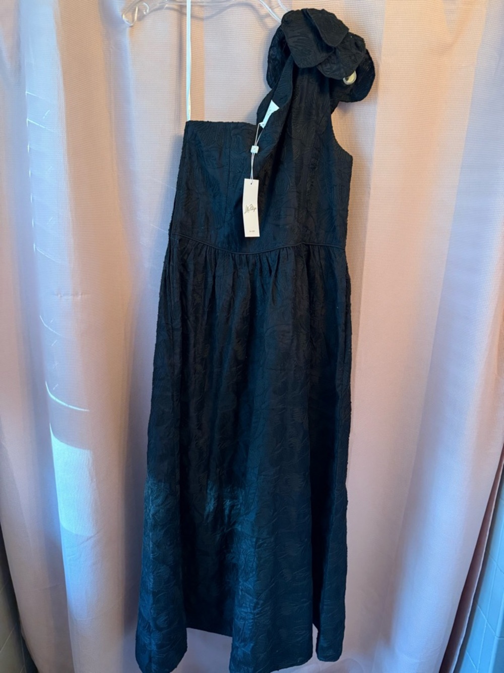 Lilly Pulitzer Lynso Black One-Shoulder Floral Jacquard Dress